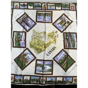 Vintage Canadian Souvenir Scarf 26"x26"‎